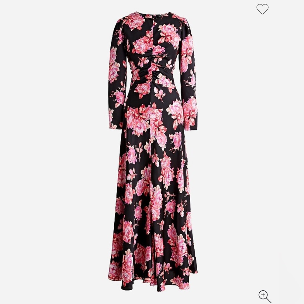 J Crew Featherweight satin midi dress in midnight rose